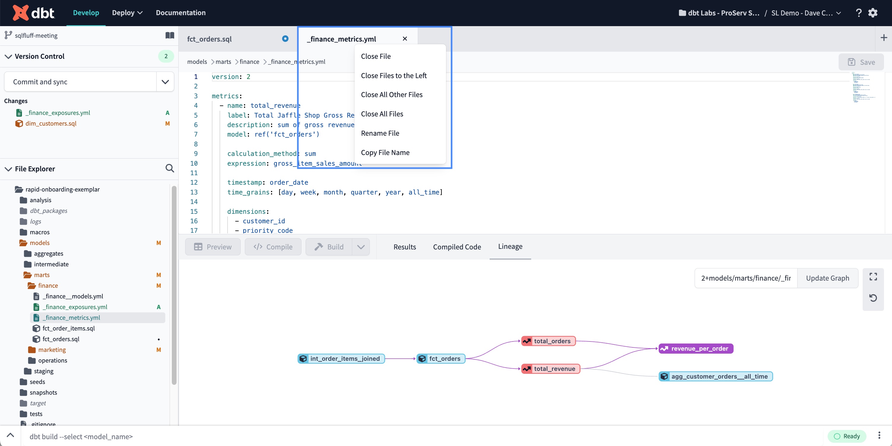 Right-click a tab to view the Editor tab menu options  Right-click a tab to view the Editor tab menu options